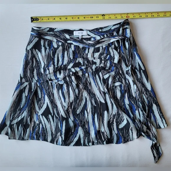 Reiss Blue and Black Asymmetrical Wrap Midi Skirt - Picture 10 of 10